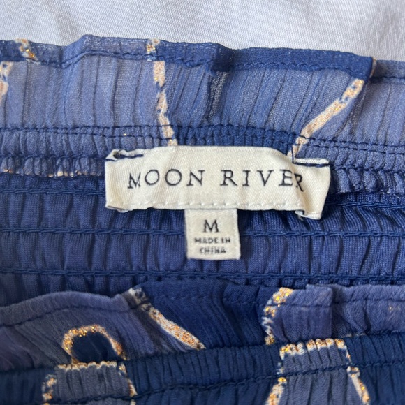 Anthropologie Moon River blue print maxi dress. Smocked bodice. Square neck M - Picture 9 of 14